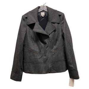 HALOGEN Tweed Zip Front Wool Blend Moto Blazer Jacket XL